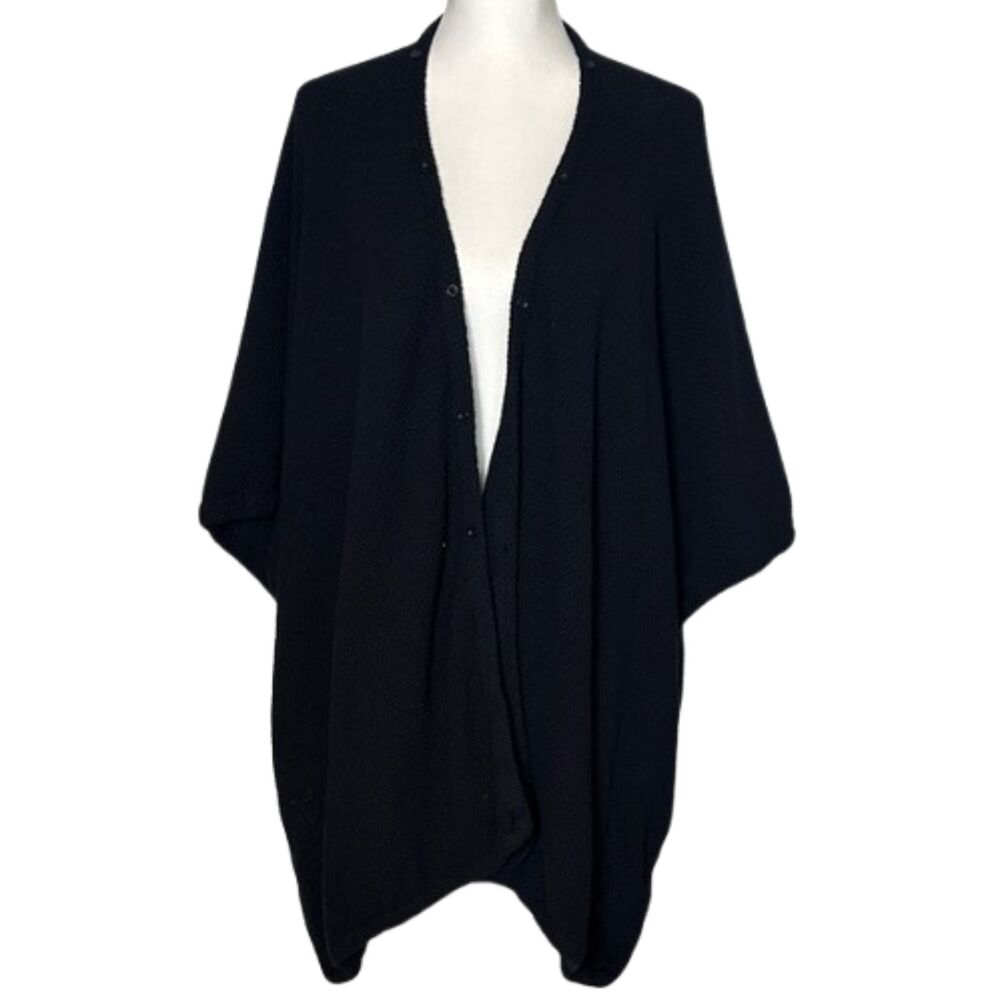 Torrid Open Front Chunky Knit Poncho Cape Cardigan Womens OS Drapey Boho Black